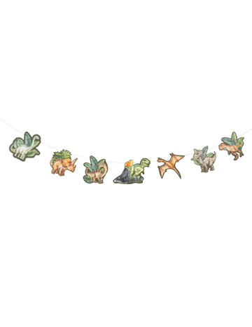 Zelená papírová girlanda dinosaura 14 cm x 1,5 m narozeninová dekorace