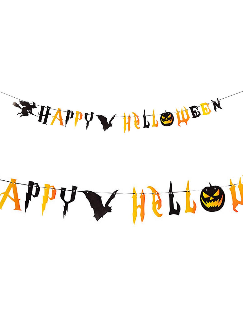 Strašidelná guirlanda šťastný halloween na oslavu v oranžové a černé s čarodějnicí a dýně