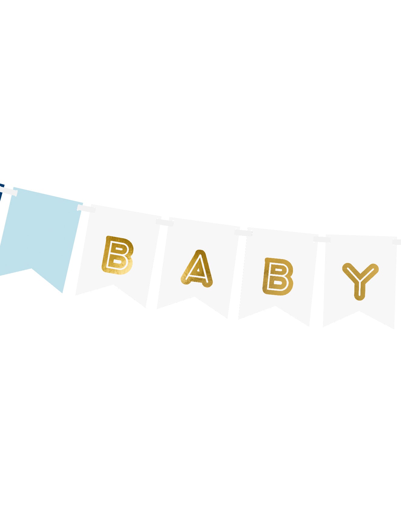 Modrá a metalická chlapecká kartonová girlanda 15 x 160 cm s vlajkami