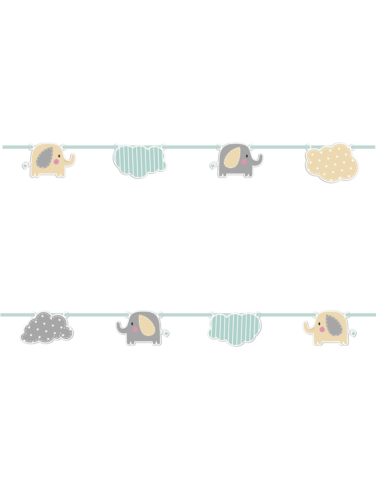 2 m slůně a obláčky kartonová girlanda