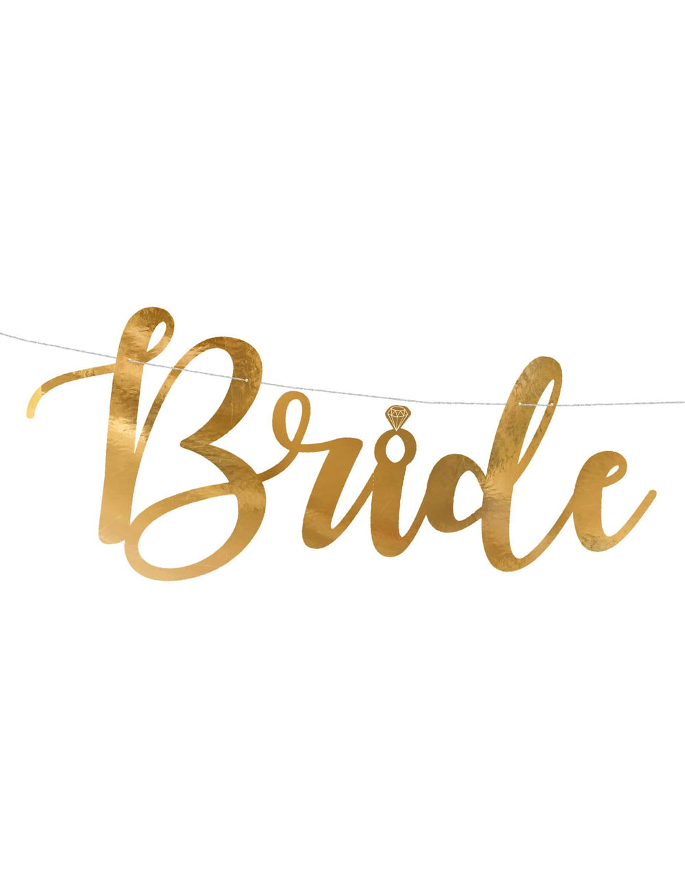 Detail na slovo Bride z kartonového banneru Bride to be