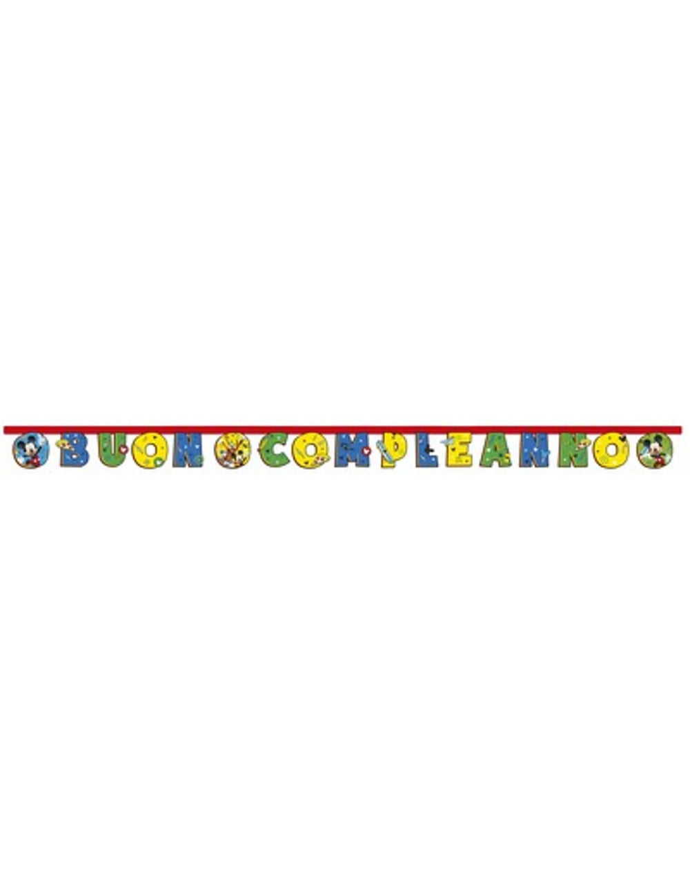 Guirlande en carton Mickey Mouse pour enfant bleu et jaune Buon Compleanno
