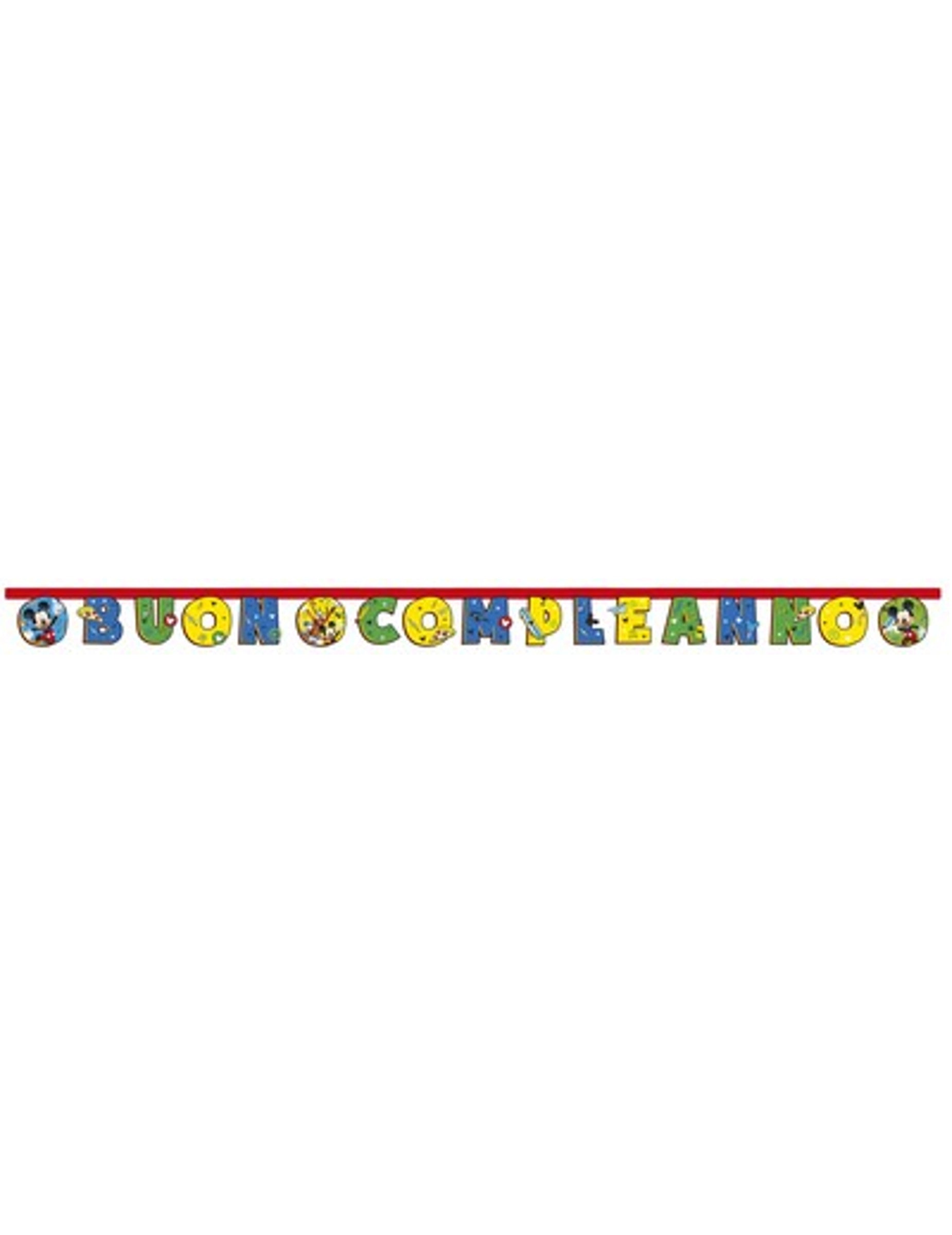 Guirlande en carton Mickey Mouse pour enfant bleu et jaune Buon Compleanno