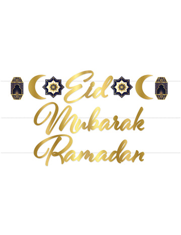 Zlatá kartonová girlanda k Eid Mubarak 182 cm