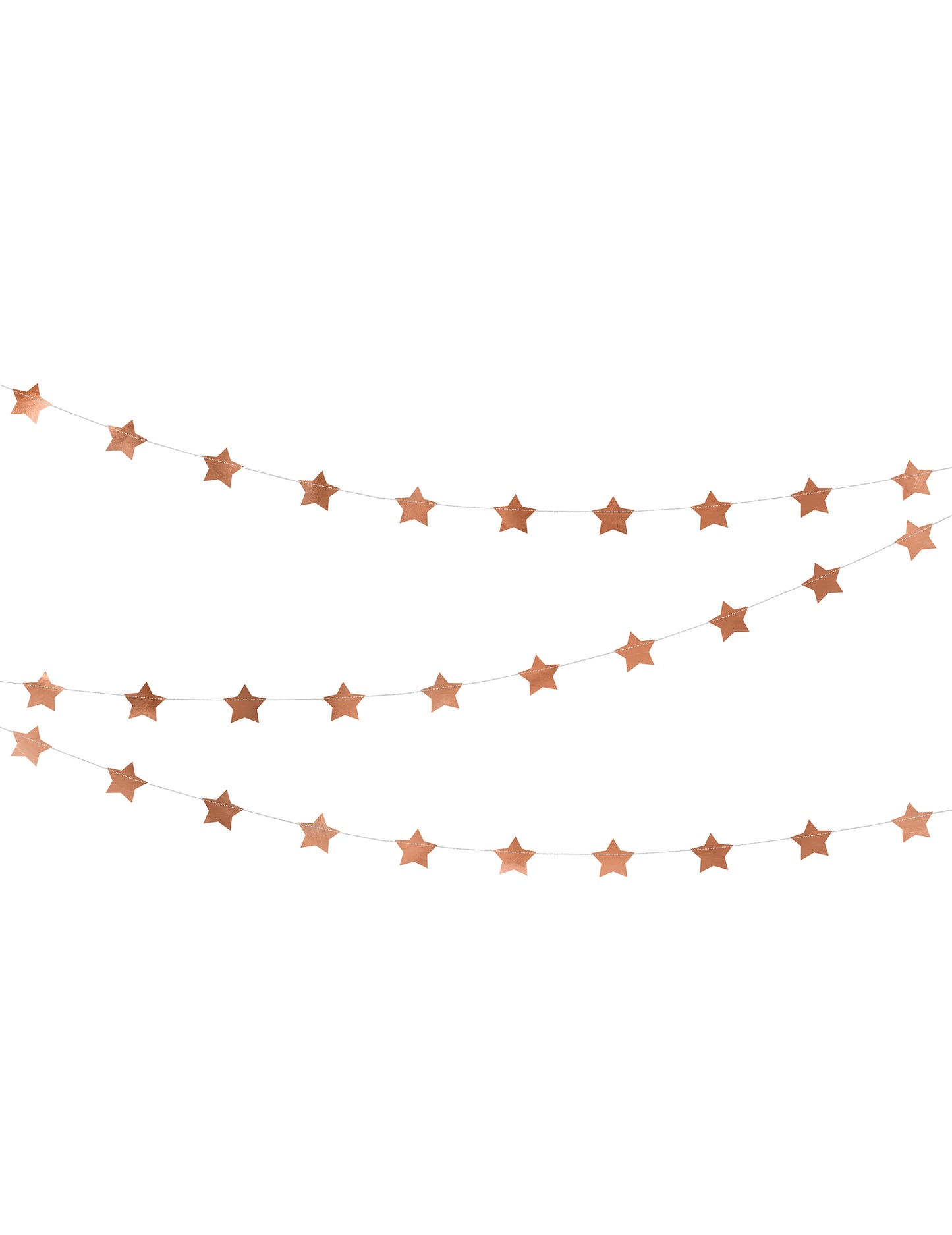 Růžově zlatá metalická hvězdicová kartonová girlanda 3,6 m k Vánocům