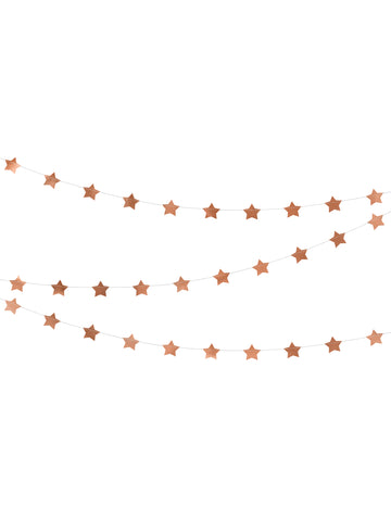 Růžově zlatá metalická hvězdicová kartonová girlanda 3,6 m k Vánocům