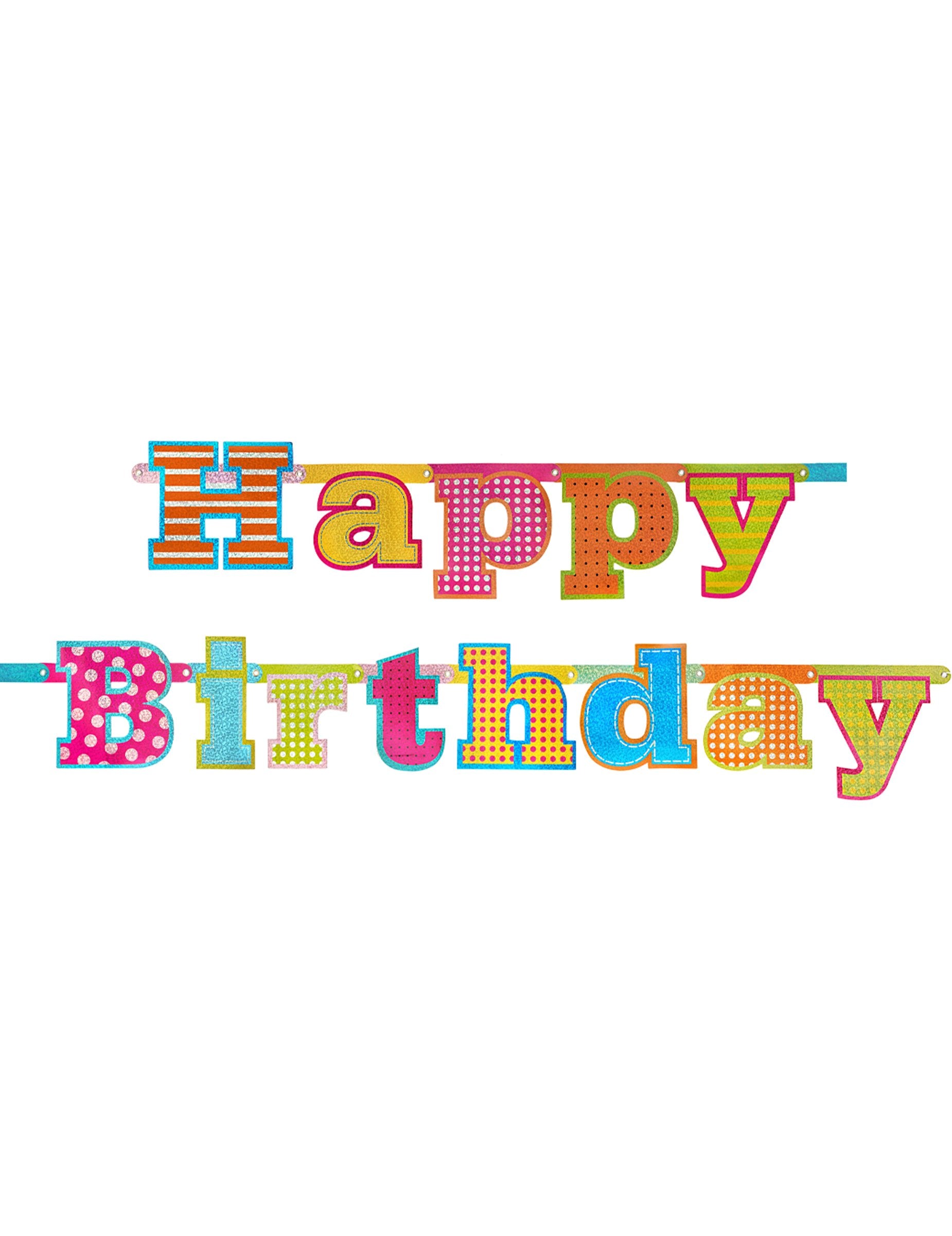 Guirlande en carton Happy Birthday pour anniversaire multicolore à motifs