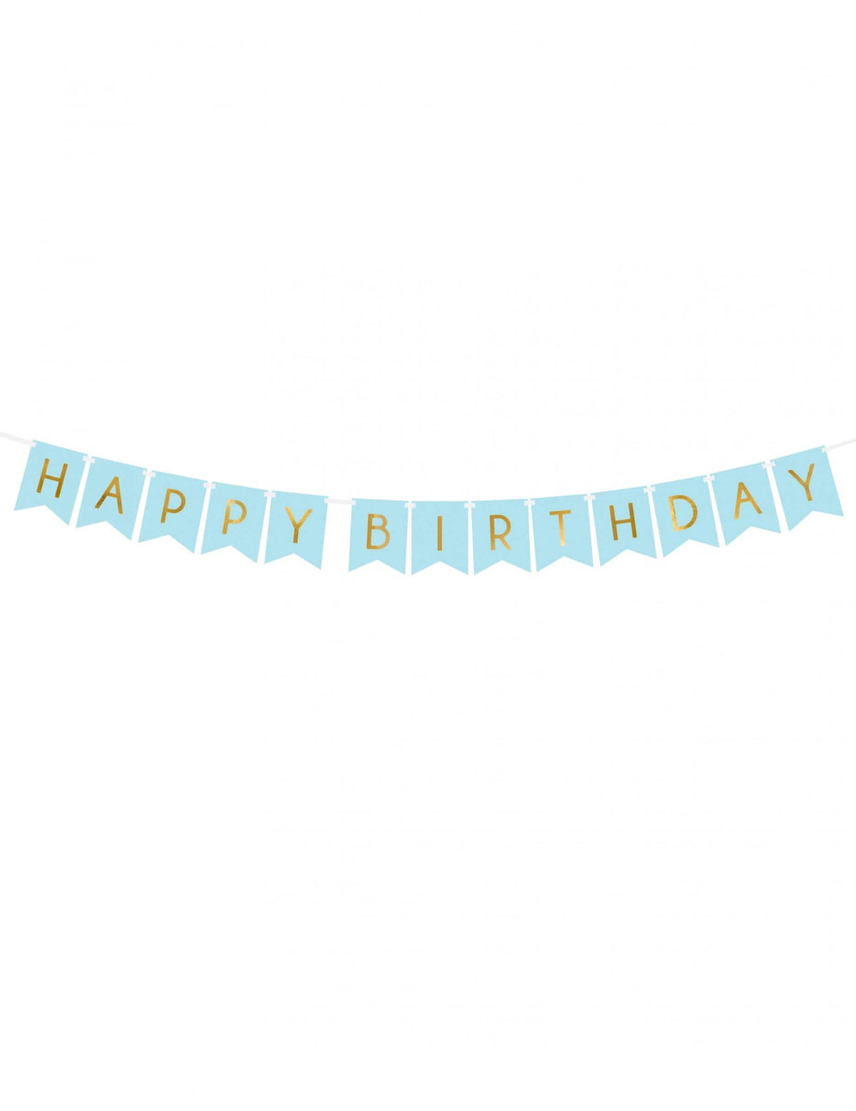 Papírová girlanda Happy Birthday na narozeniny modrá a zlatá metalická