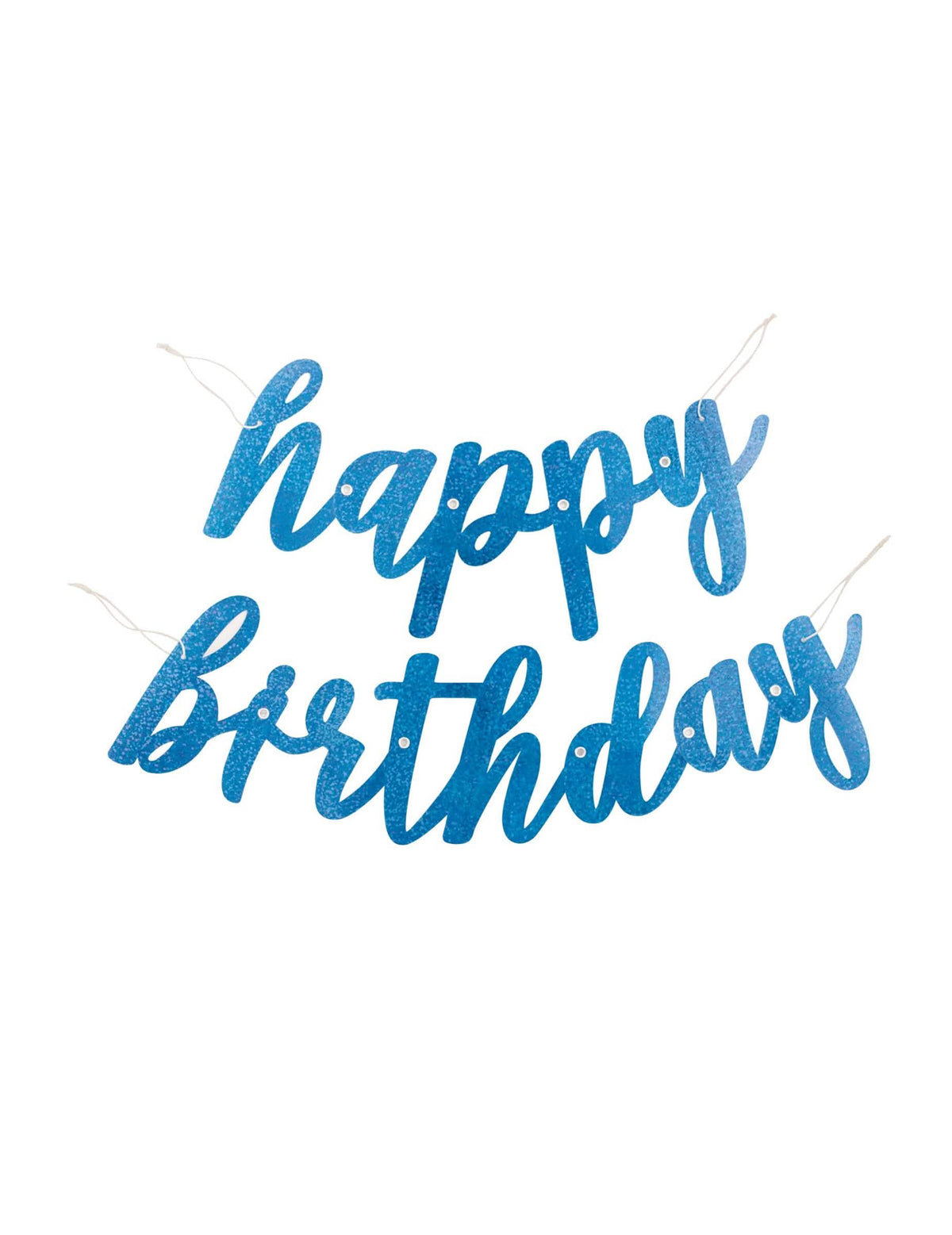 Papírová girlanda Happy Birthday k narozeniny s modrám leskem
