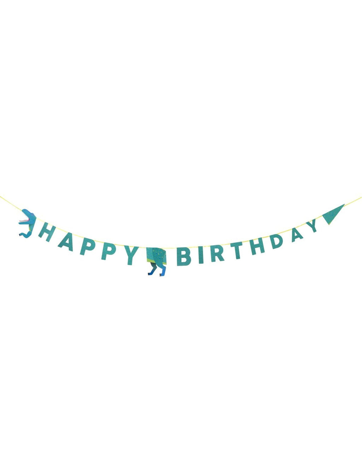 Guirlande en carton happy birthday dinosaure pour anniversaire bleu-vert