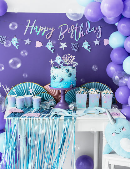 Girlanda z duhového kartonu k narozeninám 16,5 x 62 cm