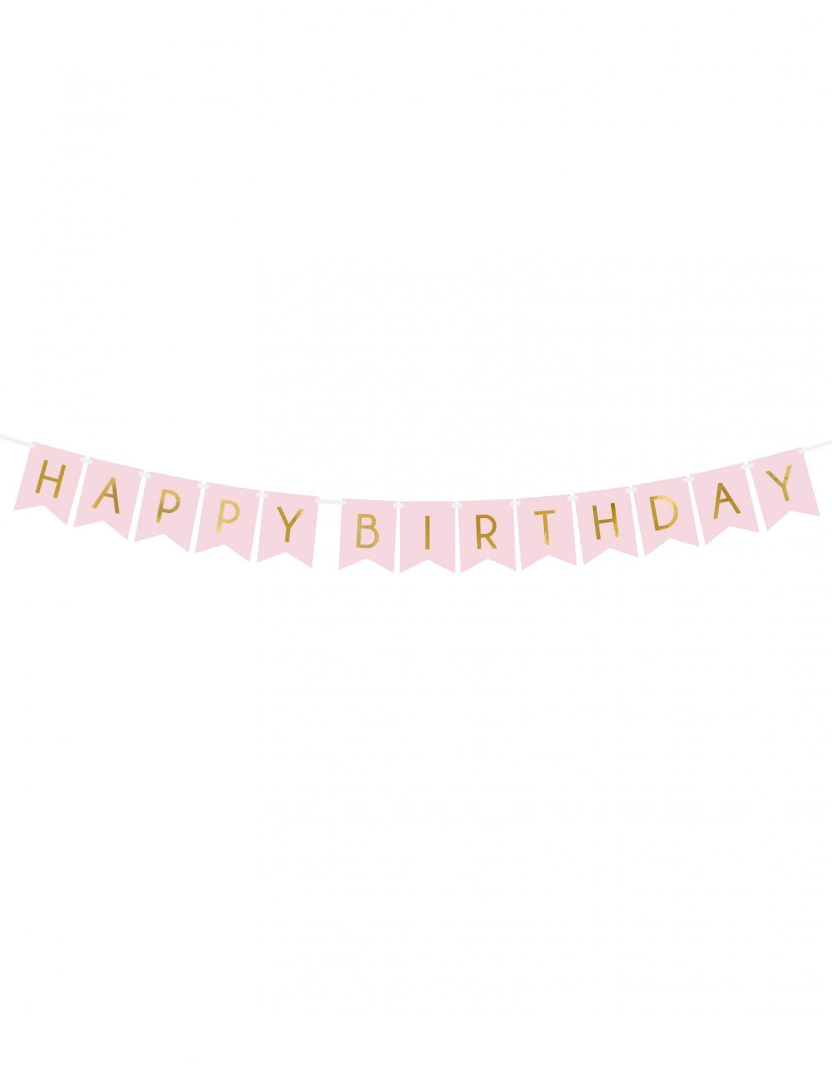 Kartonová girlanda Happy Birthday k narozeninám růžová a zlatá