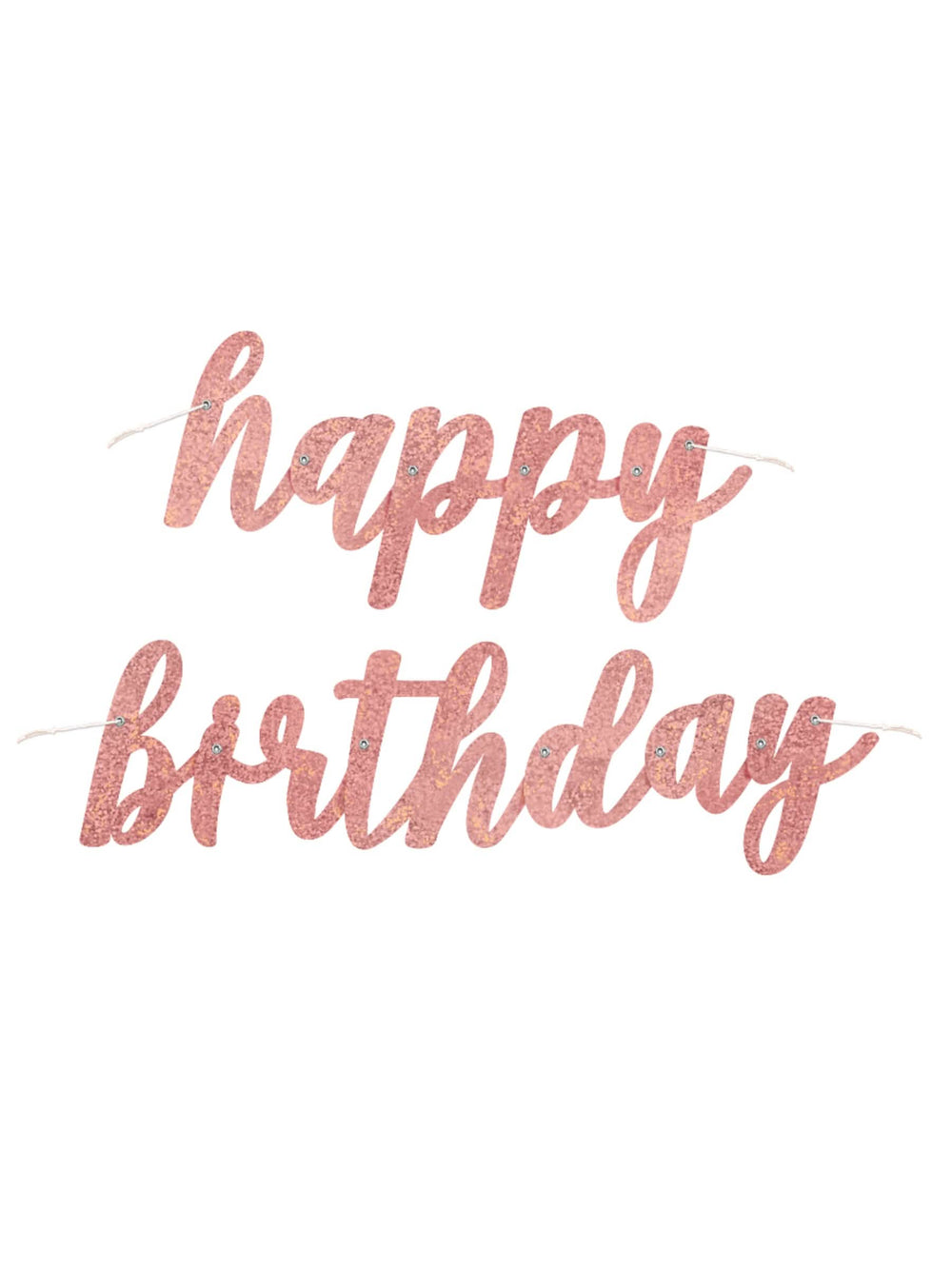 Girlanda z kartonu happy birthday k narozeninám v růžovém zlatě s třpytkami