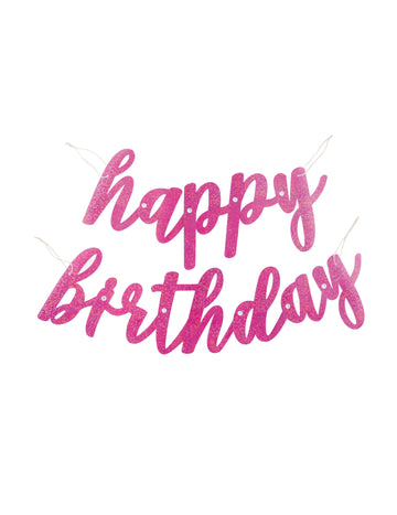 Třpytivá růžová kartonová girlanda k narozeninám 84 cm narozeninová výzdoba