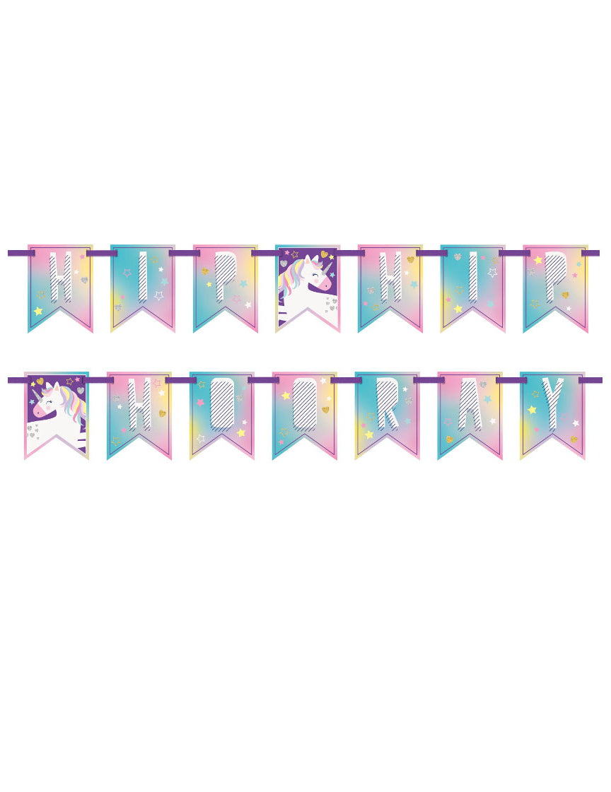 Kartonová girlanda Unicorn party 213 cm hip hip hurá