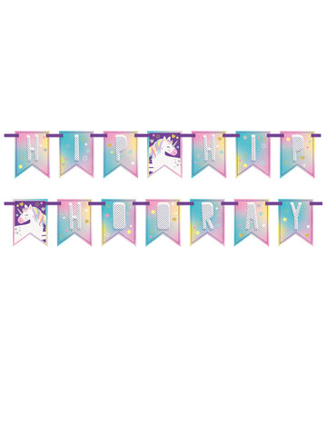 Kartonová girlanda Unicorn party 213 cm hip hip hurá