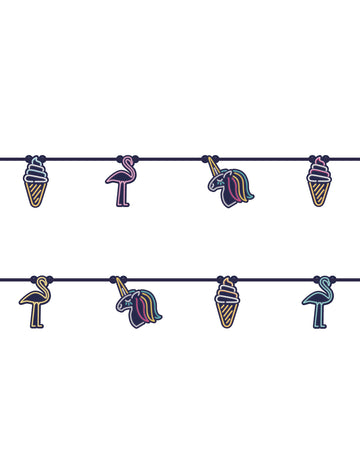 2 m girlanda z neonové lepenky, zmrzlina a jednorožci