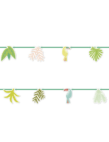 Tropická tukanová kartonová girlanda 2 m listy z džungle