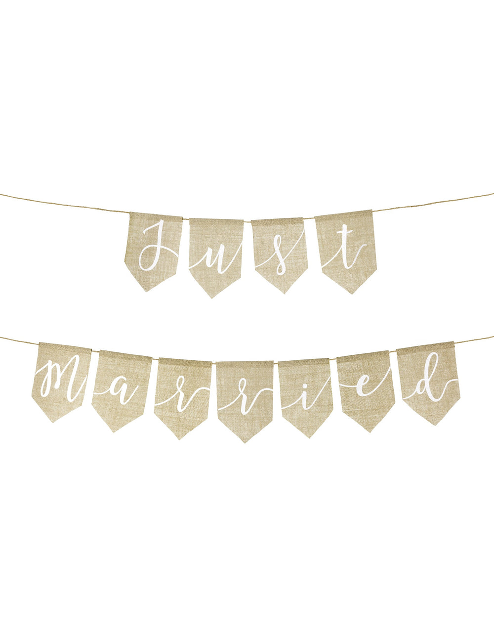 Guirlande Just Married pour mariage en jute naturelle style champêtre