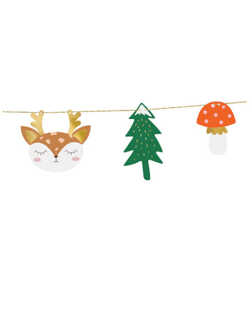 Vánoční girlanda z lesního papíru 1,7m s jedlemi a jeleny