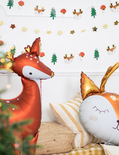 Vánoční girlanda z lesního papíru 1,7m s jedlemi a jeleny