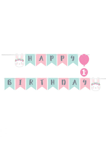 Papírová girlanda s narozeninovým motivem pro malého králíčka 15,2 x 192 cm