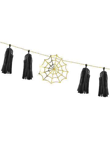 Zlatá pavučina střapec papírová girlanda 1,75 m k sestavení