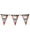 Guirlande en plastique squelette fleuri pour fête noir