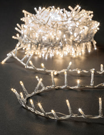 Teplá bílá venkovní girlanda 500 LED 12,5 m s 8 efekty