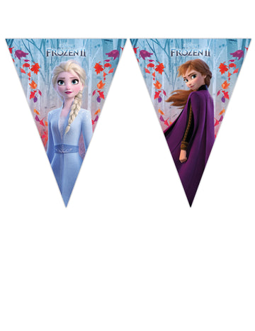 Wimpelkette „Frozen - Die Eiskönigin 2“ für Kinder in Blau und Violett mit Elsa und Anna