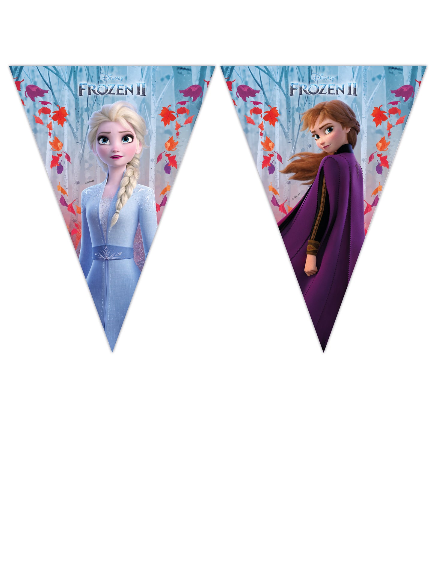 Guirlande fanion La Reine des Neiges 2 pour enfant bleue et violette avec Elsa et Anna