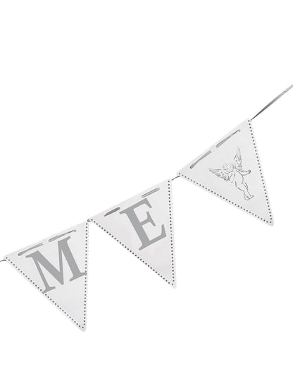 Girlanda s vlaječkami na křest 6 metrů bílá a stříbrná 