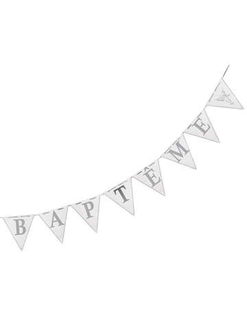 Girlanda s vlaječkami na křest 6 metrů bílá a stříbrná 