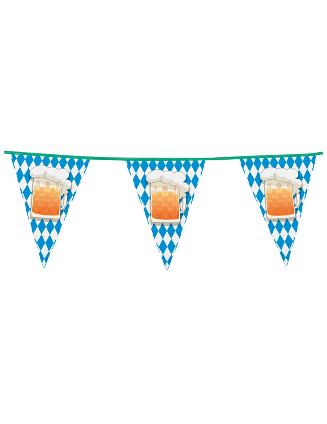 Guirlande à fanions fête de la bière bleue et blanche à motifs choppes de bière