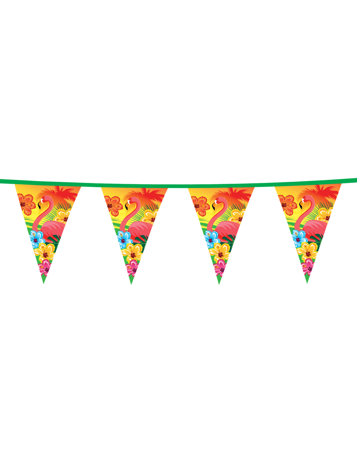 Guirlande fanions Hawaï flamant rose pour fête multicolore aux motifs tropicaux