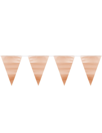 6m metalická růžovo-zlatá vlaječková girlanda