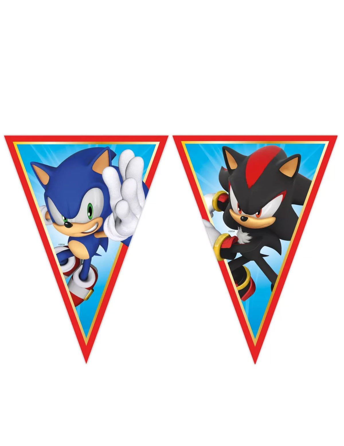 Guirlande fanions Sonic bleue et rouge avec Shadow