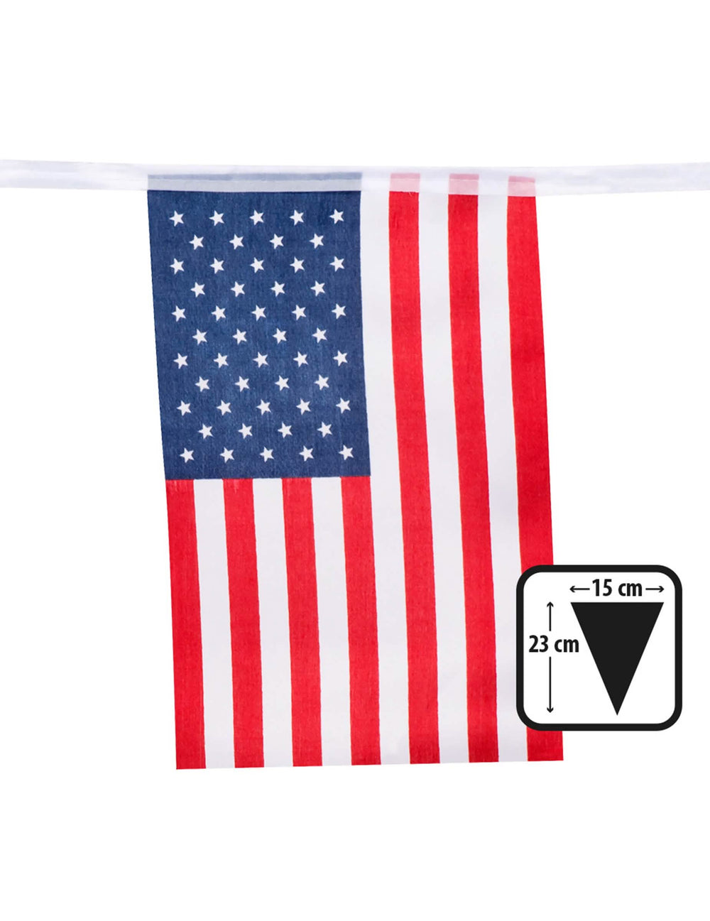 Podrobnosti o rozměrech vlaječky girlandy vlaječek usa