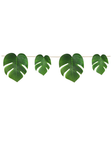 Guirlande feuilles tropicales vertes 2,74 m en monstera