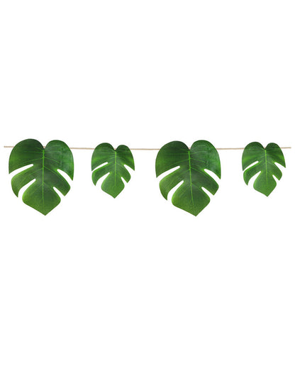Guirlande feuilles tropicales vertes 2,74 m en monstera