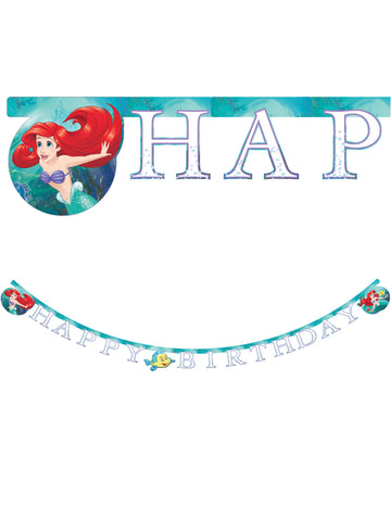 Guirlande Happy Birthday Ariel pour enfant bleue et violette