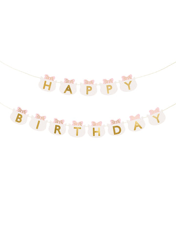 Všechno nejlepší k narozeninám koťátka girlanda 2,8 m s růžovými mašlemi