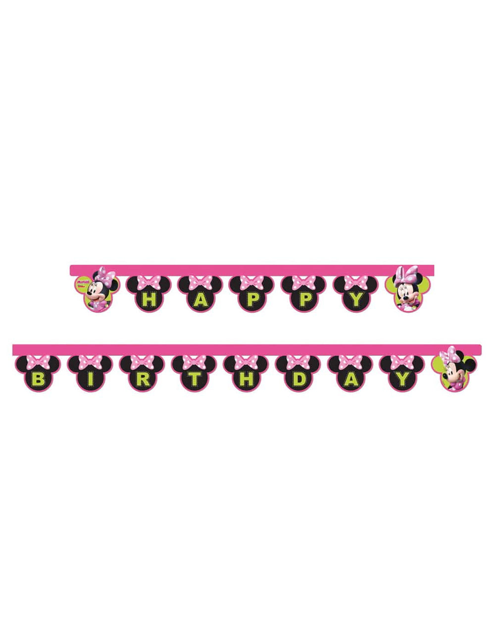 Girlanda happy birthday Minnie Happy pro dítě růžová a černá 2 metry
