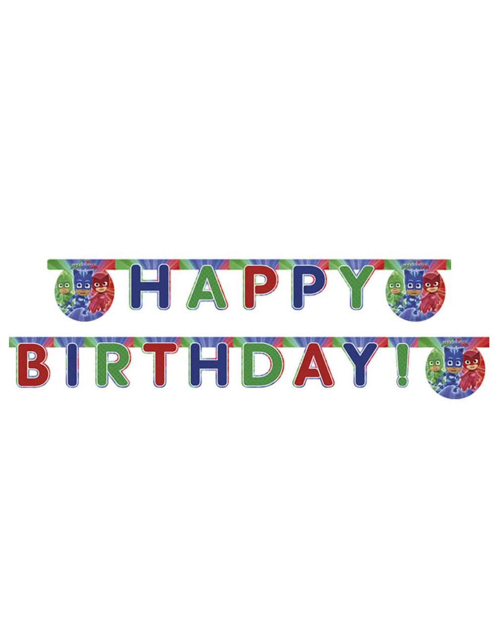 Girlanda Happy Birthday Pyžamoví hrdinové pro dítě vícebarevné
