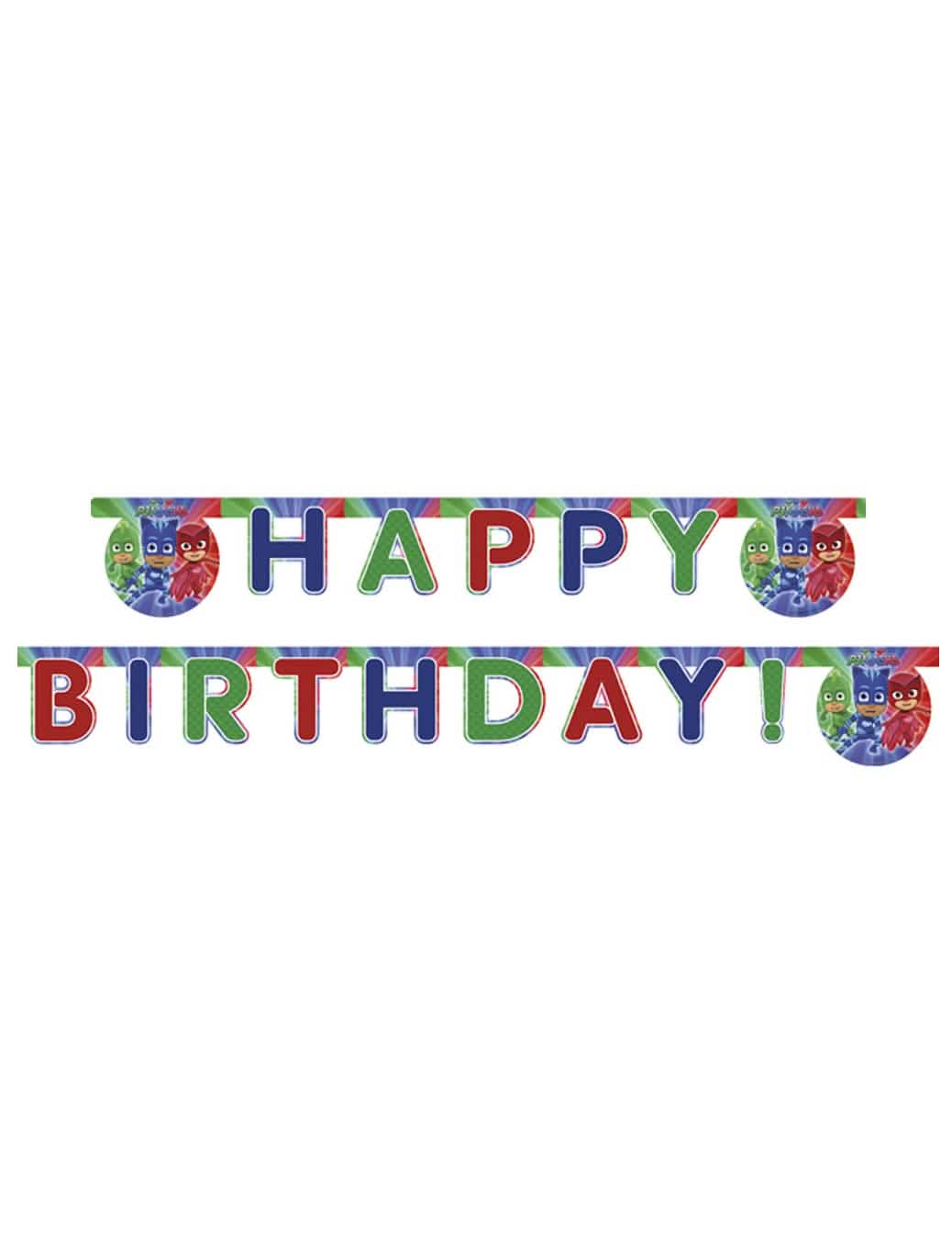Girlanda Happy Birthday Pyžamoví hrdinové pro dítě vícebarevné