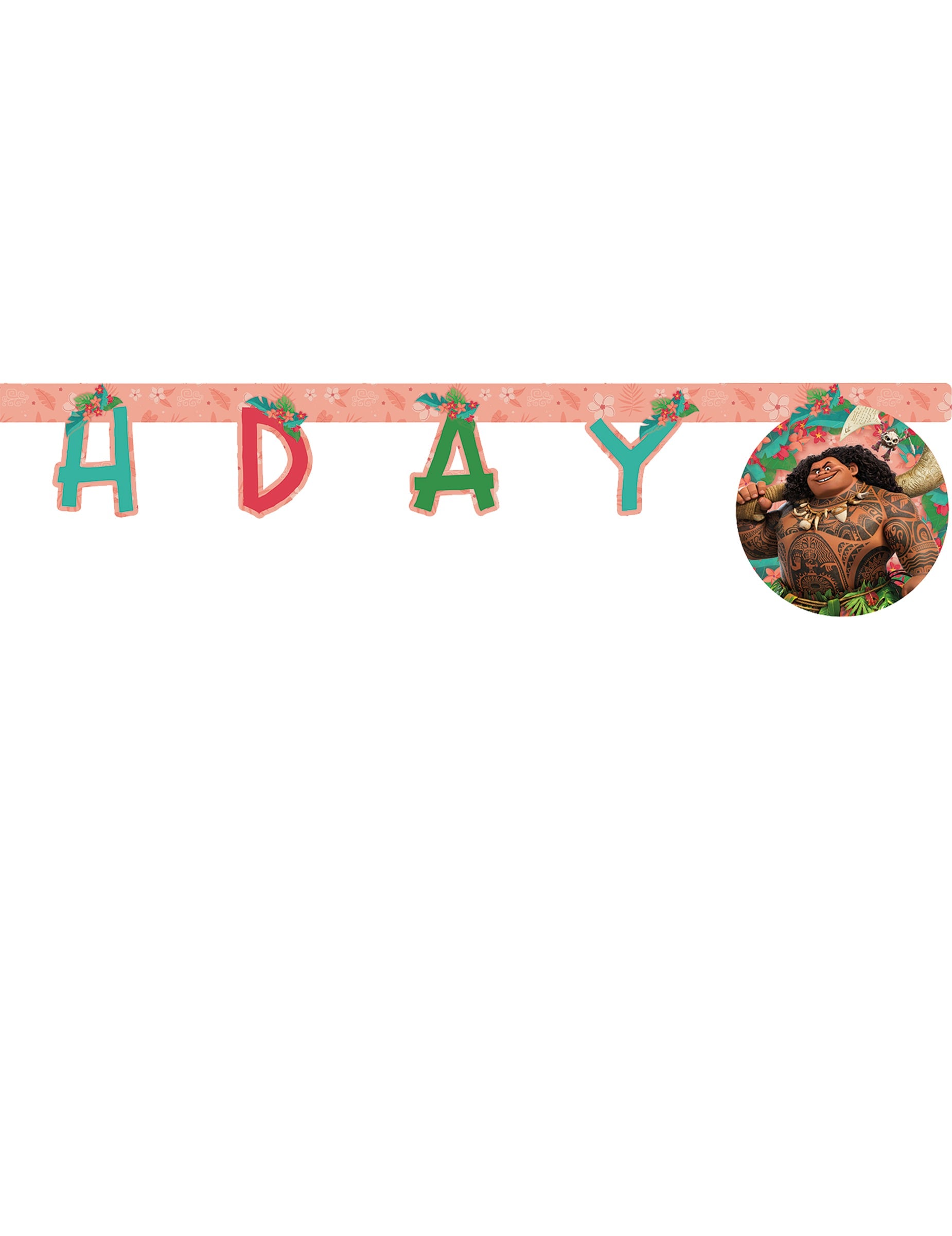 Détail du personnage Maui de la guirlande Happy Birthday Vaiana 2