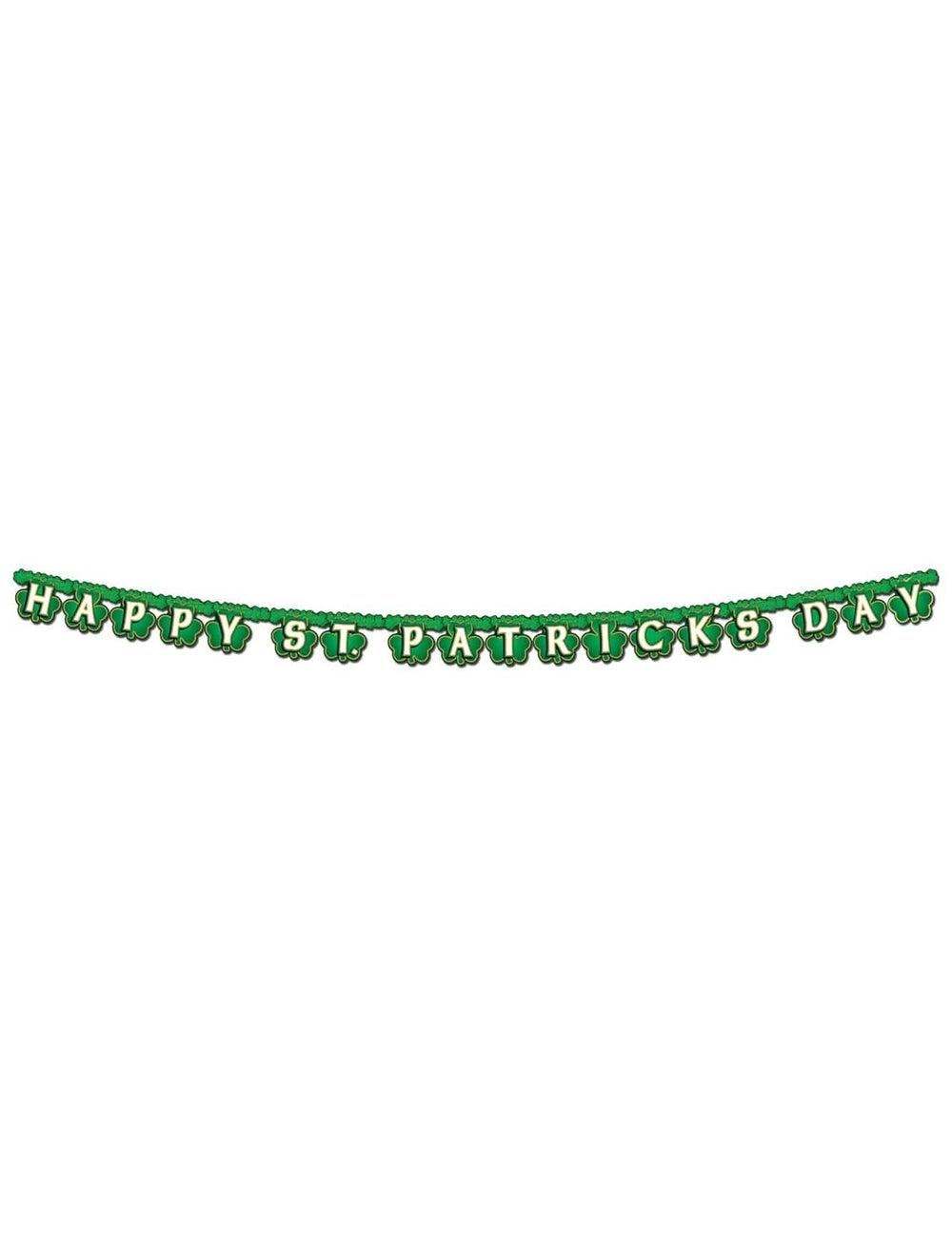 Pohled zepředu na girlandu Happy St. Patrick's Day