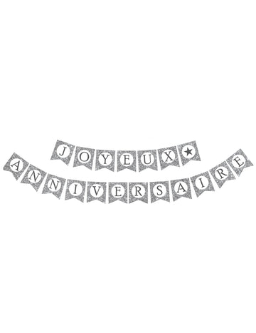 Stříbrná třpytivá girlanda k narozeninám