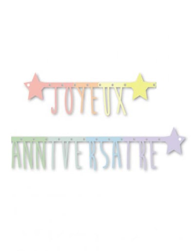 Guirlande articulée Joyeux anniversaire aux couleurs pastel