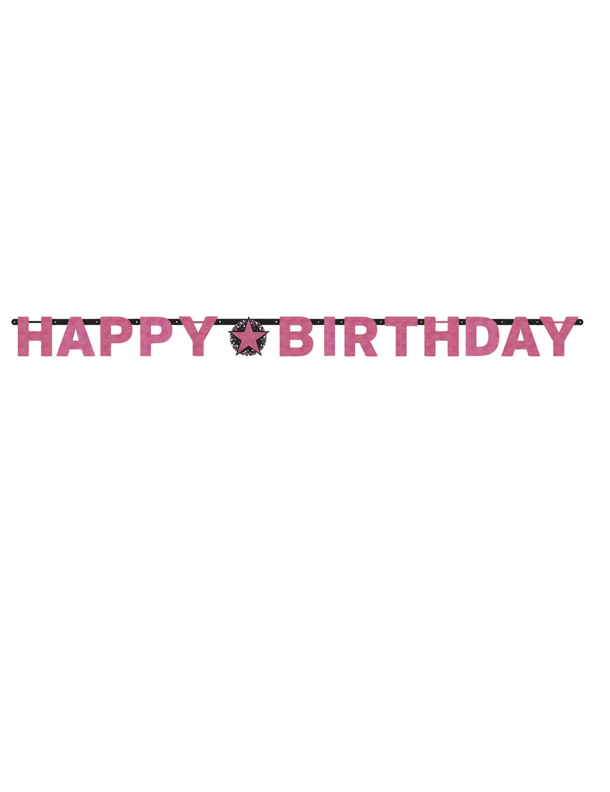 Guirlande happy birthday célébration pétillante rose en carton